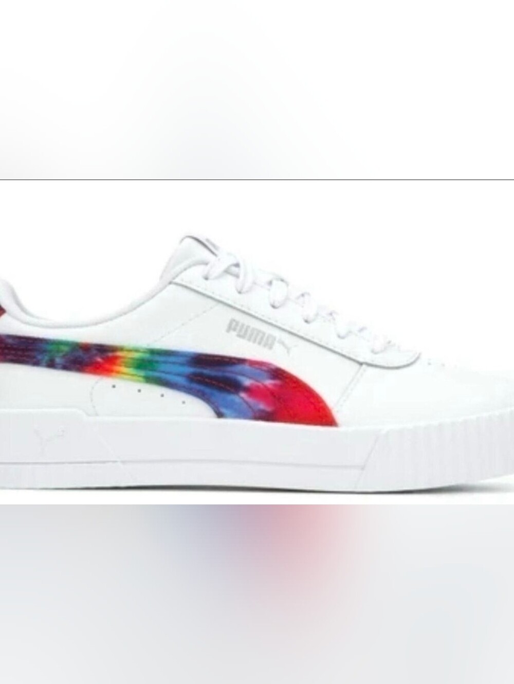 PUMA White Sneakers with Rainbow Accent
